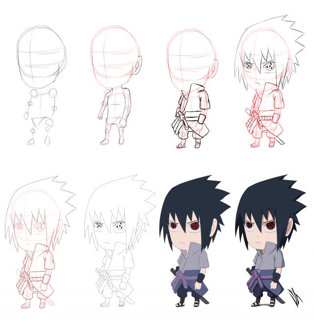 Jak nakreslit chibi Sasukeho